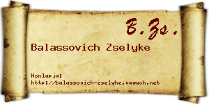 Balassovich Zselyke névjegykártya